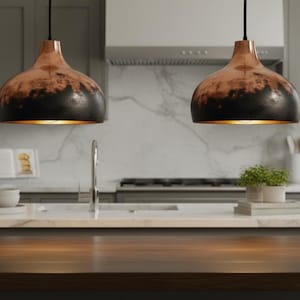 Handmade Copper Lamp, Rustic Black Moroccan Pendant Light, Island Lighting