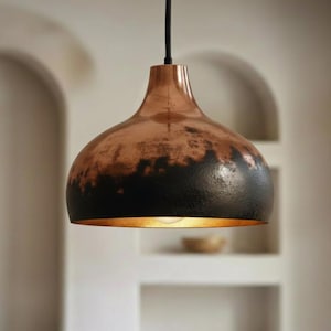 Handmade Copper Lamp, Rustic Black Moroccan Pendant Light, Island Lighting