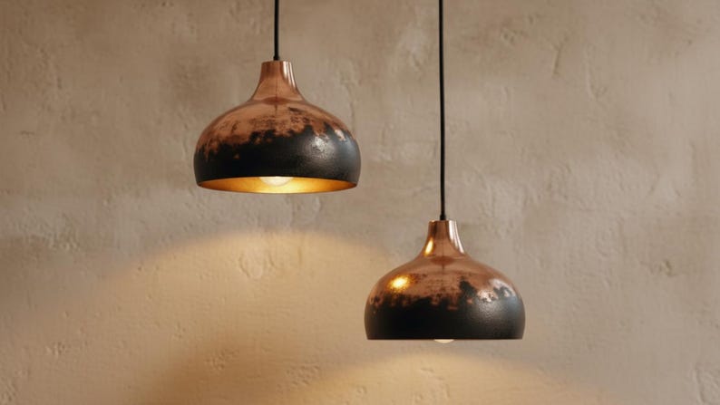 Handmade Copper Lamp, Rustic Black Moroccan Pendant Light, Island Lighting