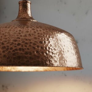 Copper Dome Lamp, Rustic Hanging Lamp, Hammered Pendant Light Fixture, Kitchen Island Lighting