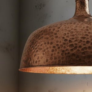 Copper Dome Lamp, Rustic Hanging Lamp, Hammered Pendant Light Fixture, Kitchen Island Lighting