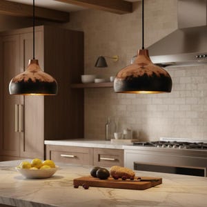 Handmade Copper Lamp, Rustic Black Moroccan Pendant Light, Island Lighting