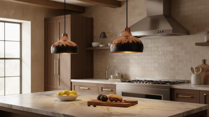 Handmade Copper Lamp, Rustic Black Moroccan Pendant Light, Island Lighting