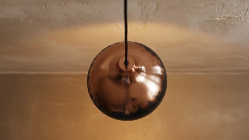 Handmade Copper Lamp, Rustic Black Moroccan Pendant Light, Island Lighting