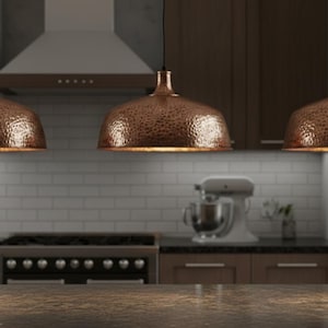 Copper Dome Lamp, Rustic Hanging Lamp, Hammered Pendant Light Fixture, Kitchen Island Lighting