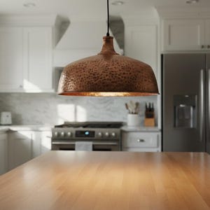 Copper Dome Lamp, Rustic Hanging Lamp, Hammered Pendant Light Fixture, Kitchen Island Lighting