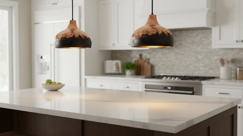 Handmade Copper Lamp, Rustic Black Moroccan Pendant Light, Island Lighting