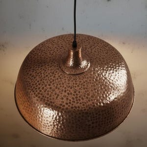 Copper Dome Lamp, Rustic Hanging Lamp, Hammered Pendant Light Fixture, Kitchen Island Lighting