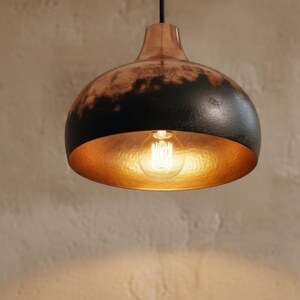 Handmade Copper Lamp, Rustic Black Moroccan Pendant Light, Island Lighting