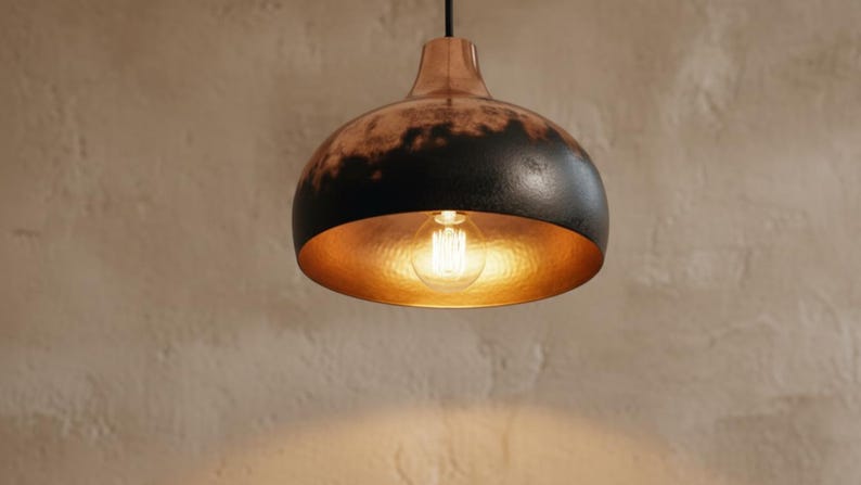 Handmade Copper Lamp, Rustic Black Moroccan Pendant Light, Island Lighting