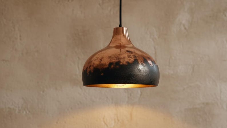 Handmade Copper Lamp, Rustic Black Moroccan Pendant Light, Island Lighting