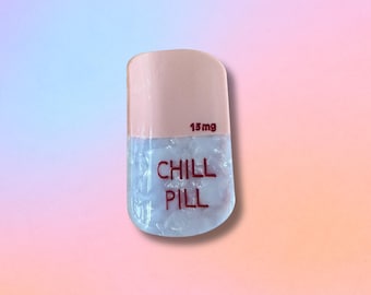 Chill Pill Hair Claw Clip | Novelty Acrylic Claw Clip for Women | Kawaii Gift for Friends | Anxiety Funny Clip | Gift For Her
