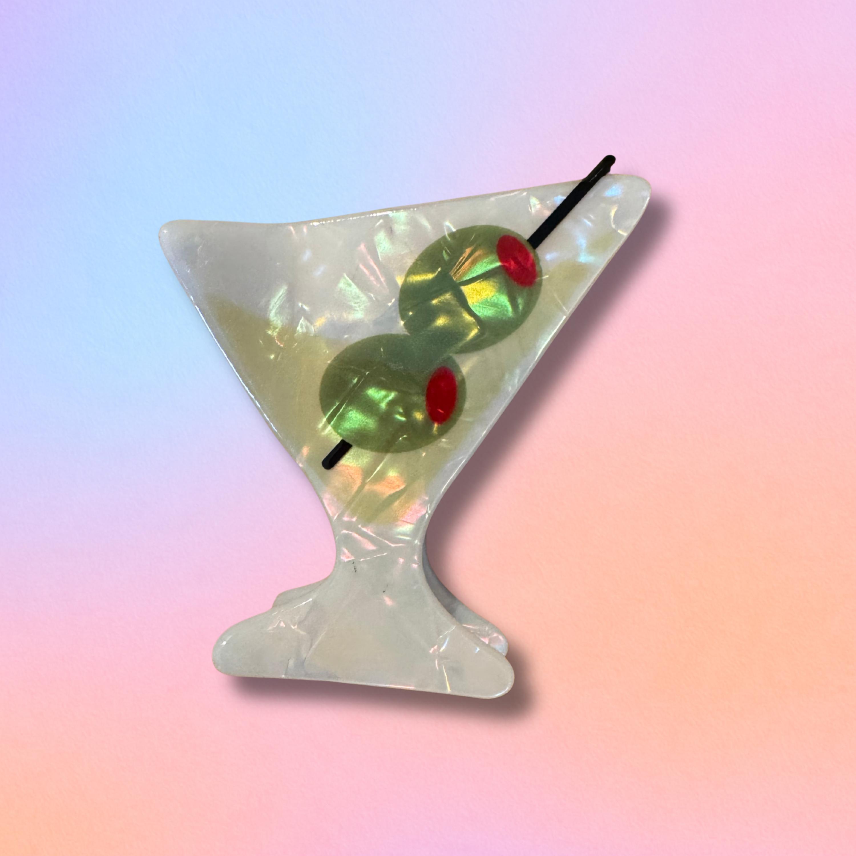 Dirty Martini Hair Claw Clip | Funny Cocktail Lover Gift 