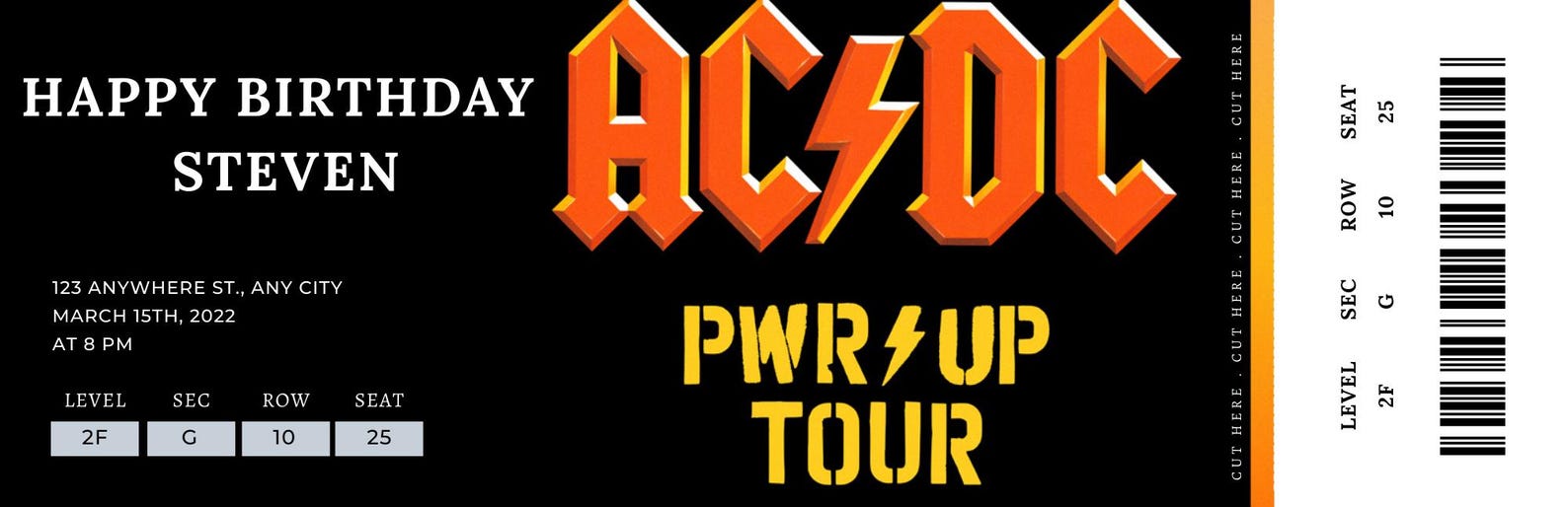 AC/DC Fake Concert Tickets – Set of 3 Editable Canva Templates ...