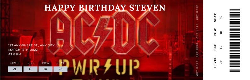 AC/DC Fake Concert Tickets – Set of 3 Editable Canva Templates ...