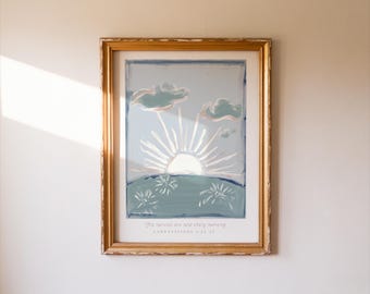 Arte de parede cristã de Lamentações 3:22-23 | Suas misericórdias se renovam a cada manhã | Versículo bíblico para imprimir | Decoração com fé nas Escrituras, arte digital