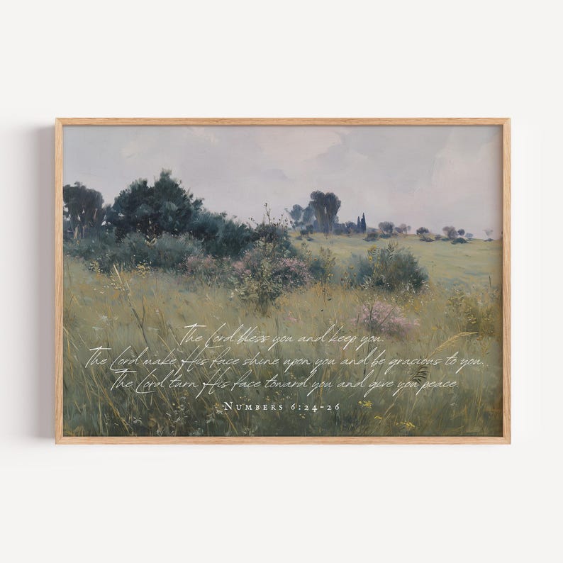 Blessing Numbers 6:24–26 Bible Prints, Christian Wall Art, Meadow ...