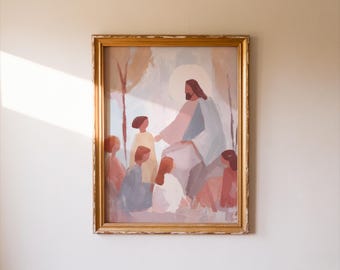 Arte de parede cristã de Mateus 19:14 | Deixem vir a mim as criancinhas (versículo bíblico para imprimir) | Jesus e as crianças | Arte da Fé