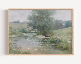 Impressões bíblicas "Confiança Bendita" Jeremias 17:7-8, Escrituras do Prado do Rio, Arte de parede cristã para imprimir, Arte da fé bíblica, Download de belas artes
