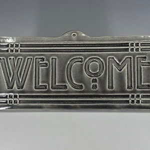 Handcrafted Ceramic Welcome Tile: Arts & Crafts Mission Style
