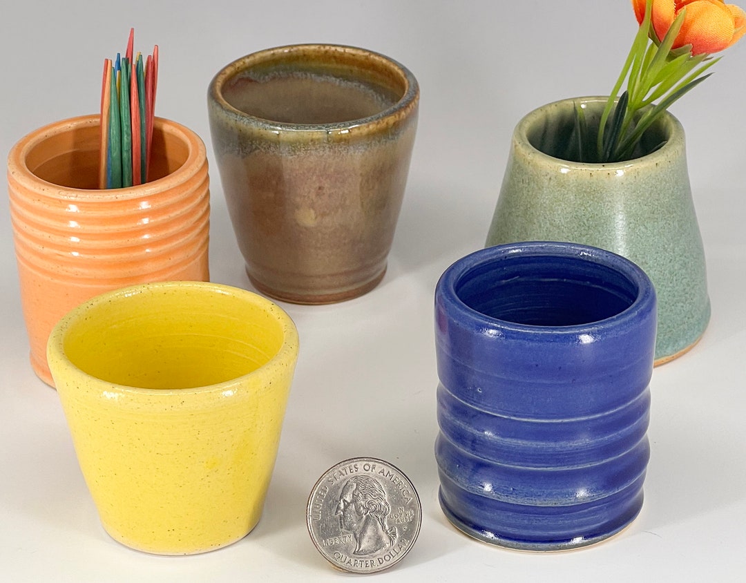 Miniature Pottery Vases Colorful Set of 5 Mini Bud Vases / Etsy