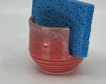 Sponge / Scrubby Holder with Dusty Rose glaze with splatter highlights by Seiz Art Pottery  - FREE Shipping on all handmade ceramic orders