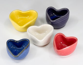 Miniature Pottery Hearts - Colorful set of 5 mini heart shaped pieces / tiny pots  - FREE Shipping on all Seiz Art Pottery orders