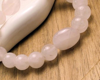 1 Pink Rose Quartz Beaded Stretch Bracelet | 10mm | Faith-Inspired Handmade Jewelry | Gemstone/Wood Bracelet