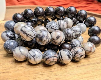 1 stretcharmband med jaspis och svart ebenholtsträ med pärlor | 10 mm | Handgjorda smycken inspirerade av tro | Armband med ädelsten/trä