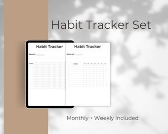 Habit Tracker Printable Set | Monthly & Weekly Tracker | Wellness Planner | Productivity PDF| A4 + US Letter Digital Download