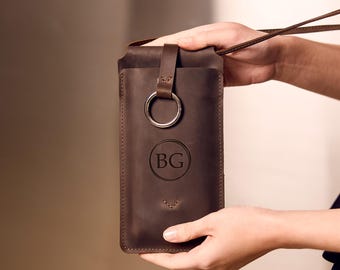 Bolso de cuero personalizado para teléfono, bandolera, bandolera, bolso de hombro, bolso personalizado, monedero para iPhone.