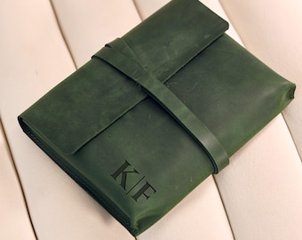 Funda de piel personalizada para libros, Funda para libros hecha a mano, Funda protectora para libros, Cubierta de piel para libros, Funda para libros con monograma, Estuche para libros personalizado
