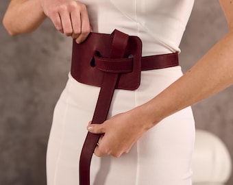 chinese dress ladies Elerevyo Women Faux Leather Knot Belt, Tie a Knot No Buckle Waistband Belts  for Dress Coat 62-72cm/24.41-28.35