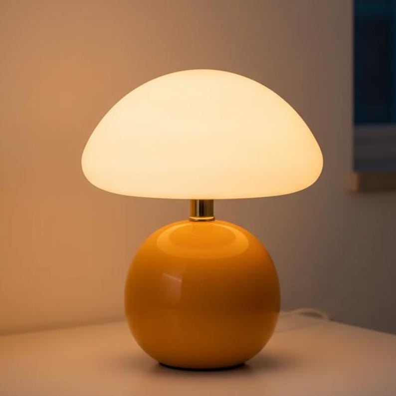 Lámpara de hongo RetroGlow hecha a mano – Luz de noche decorativa – Brillo LED suave
