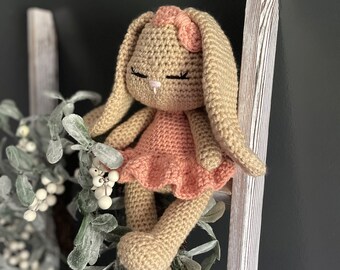 Crochet Bunny Rabbit Doll, Baby Toys, Baby Shower Gift, Toddler Toys 2 Year Old, Easter Bunny