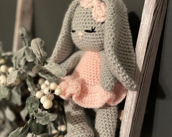 Crochet Bunny Rabbit Doll, Baby Toys, Baby Shower Gift, Toddler Toys 2 Year Old, Easter Bunny