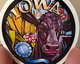 3 Inch Iowa State Fair Sticker with cow