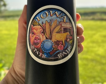 3 Inch Iowa State Fair Sticker with pig and butter cow