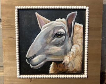 Original painting of Sheep with detailed frame