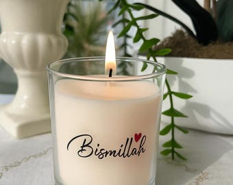 Bismillah Candle – Hand-Poured Soy Wax, Islamic Gift, Arabic Home Decor, Ramadan, Spiritual Candle