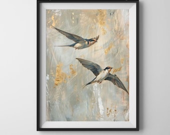 Swallow Birds Wall Art | Digital Download Poster | Printable Nature Home Decor
