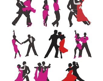 Ballroom Latin Couple Dance Embroidery Design, Ballroom Latin Couple Dance Machine Embroidery File, 9 Design, 8 Size, Instant Download