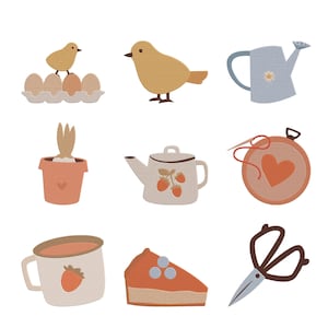 Kitchen Element Embroidery Design, Chick Teapot Mug Strawberry Machine Embroidery File, Instant Download