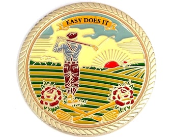 Golf Recovery Coin – Easy Does It Sobriety Challenge Token – Golfer Gift