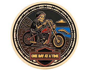 Shovelhead - 1,75-Zoll-Biker-Nüchternheitsmünze - Serenity-Gebets-Wiederherstellungstoken | Emaille Medaillon
