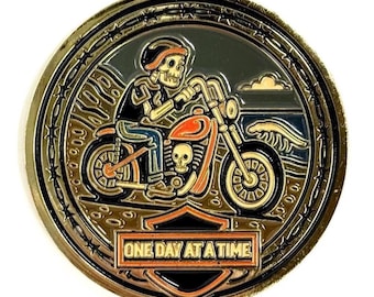 Shovelhead - Moneda de sobriedad para motociclistas - Medallón de esmalte con oración de serenidad