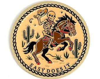 Dead Man’s Rodeo - Sobriety Coin – Serenity Prayer Recovery Medallion | Horse and Skeleton Enamel Token