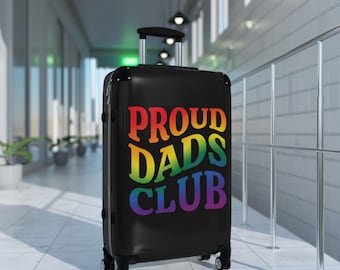 Walizka Proud Dads Club, bagaż LGBTQ Pride, walizka podróżna dla ojców gejów, tęczowa torba podróżna, prezent dla rodziny z okazji Pride, twarda walizka