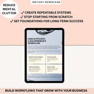 AI Solopreneur Workbook Digital Business Planner for Entrepreneur AI Strategy Guide Productivity Automation Template Online Business Startup image 3