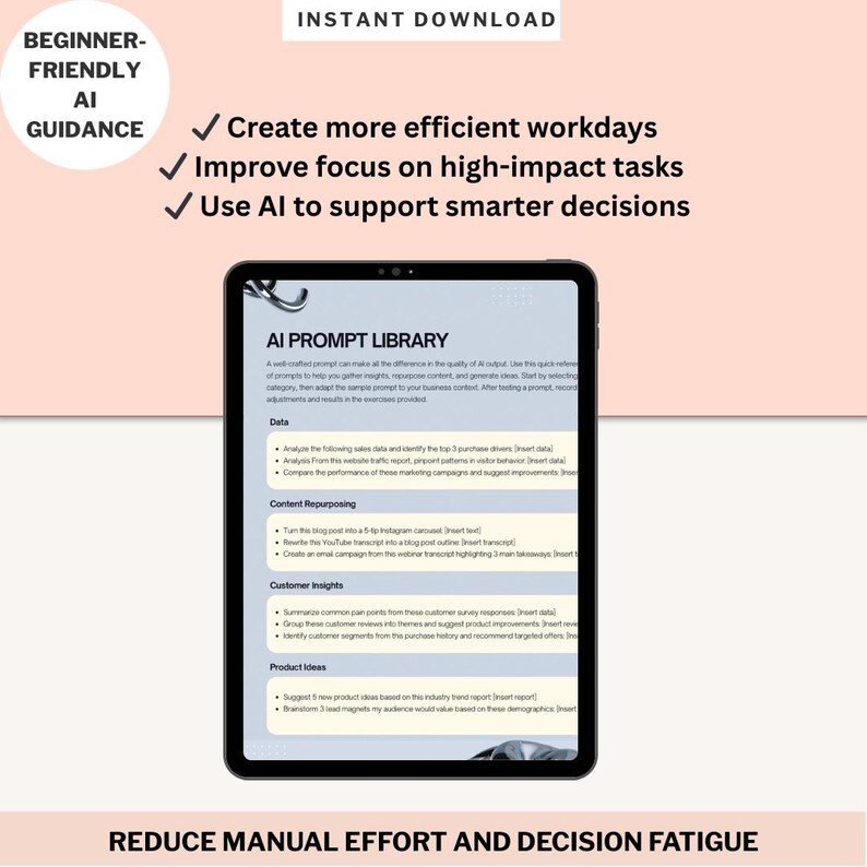 AI Solopreneur Workbook Digital Business Planner for Entrepreneur AI Strategy Guide Productivity Automation Template Online Business Startup image 4